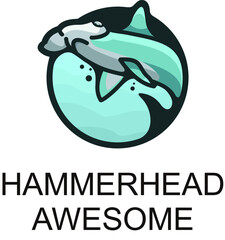 hammerhead fish character mascot logo - obrazy, fototapety, plakaty