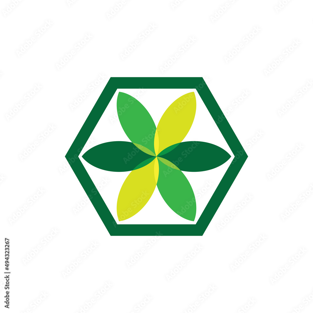 Canvas Prints Hexagon with Six Leaf logo design vector