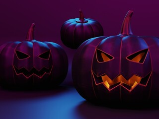 Halloween pumpkin image on uniform background, 3D rendering