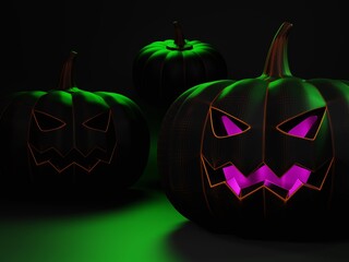 Halloween pumpkin image on uniform background, 3D rendering