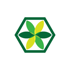 Hexagon with Six Leaf logo design vector