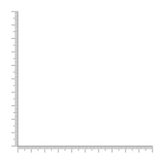 Corner ruler template. Measuring tool with vertical and horizontal lines with markup. Vector outline illustration isolated on white background.
