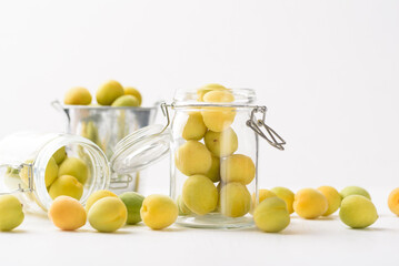 Apricot fruit from local market on white background, Tropical fruit in spring and summer season
