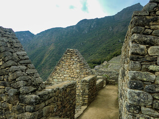Carved stone structures from the Inca Empire at Machu Picchu - Cusco (Cuzco), Peru.