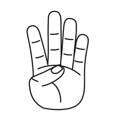 Isolated hand cartoon outline icon doing a gesture Vector illustration