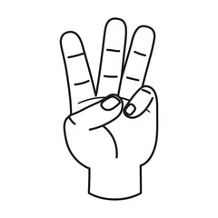 Isolated hand cartoon outline icon doing a gesture Vector illustration