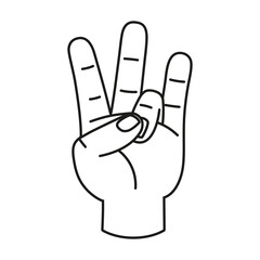 Isolated hand cartoon outline icon doing a gesture Vector illustration