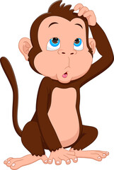 cartoon cute monkey on white background