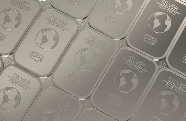 silver bullion wallpaper 3d illustration rendering