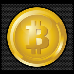 gold coin with Bitcoin sign