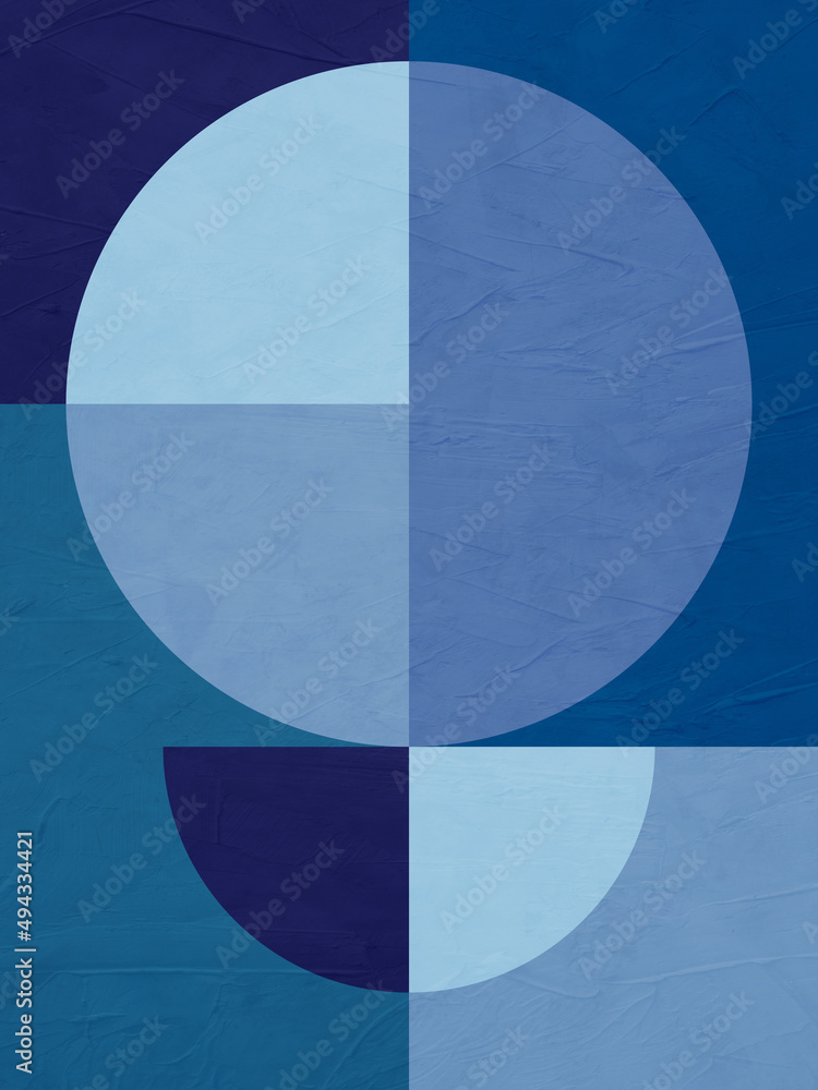 Poster abstract art of geometric shapes with colorful texture.