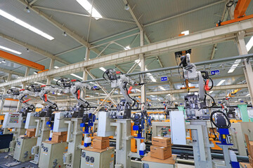 Fototapeta premium mechanical equipment on the production line of a welding equipment Co., Ltd., North China