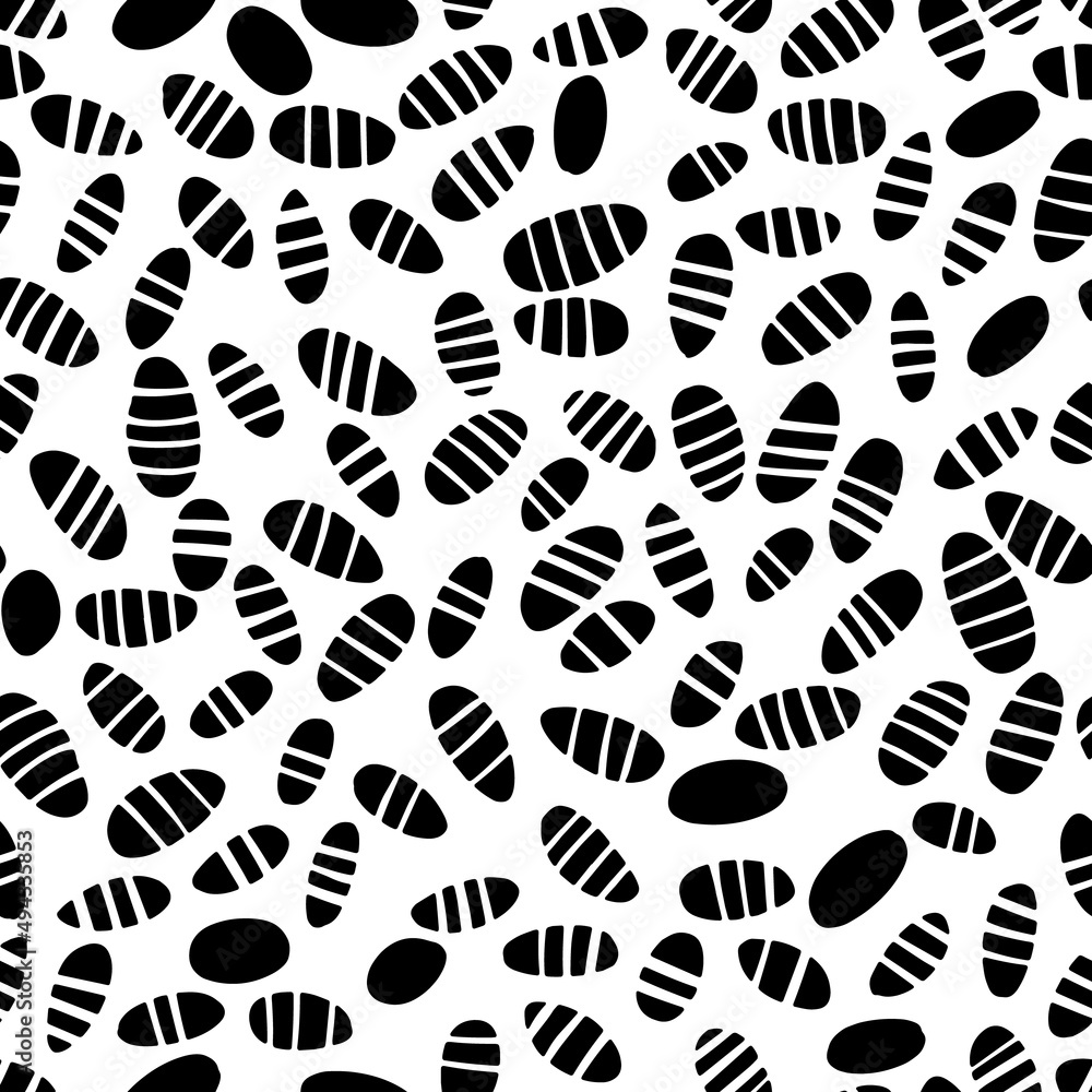 Poster vector seamless black and white pattern with seeds motif. abstract monochrome minimalistic backgroun