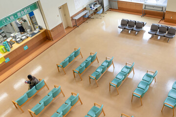 感染対策の施された待合室