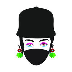 illustration of face with a mask covering the nose and mouth to avoid the corona virus
