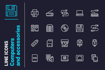 Modern digital devices icons set