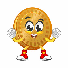 vector cartoon illustration of cute coin mascot in good healt