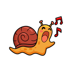 Cute little snail cartoon singing