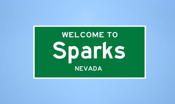 Sparks, Nevada city limit sign. Town sign from the USA.