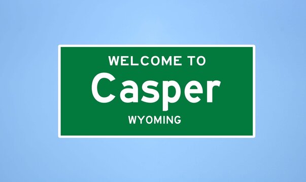 Casper, Wyoming city limit sign. Town sign from the USA.