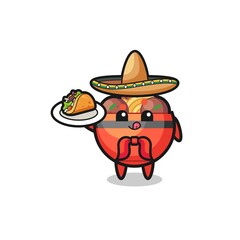 meatball bowl Mexican chef mascot holding a taco