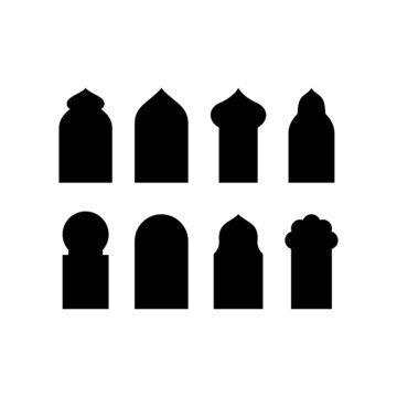 Set Of Flat Islamic Window Silhouette Vector