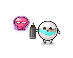 marble toy cartoon make a graffiti with a spray paint