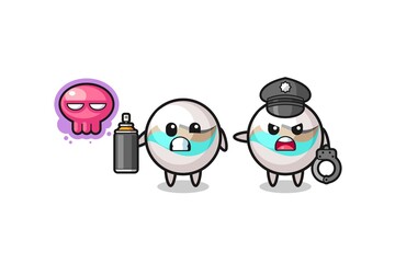 marble toy cartoon doing vandalism and caught by the police