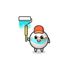 the marble toy painter mascot with a paint roller