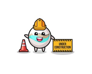 illustration of marble toy with under construction banner