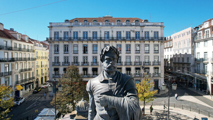 Statue of poet Luis de Camoes of Lisbon Portugal