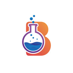 Letter b with chemical glass tube logo design