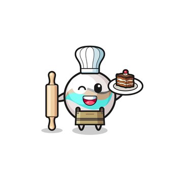 marble toy as pastry chef mascot hold rolling pin