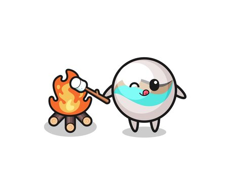 marble toy character is burning marshmallow