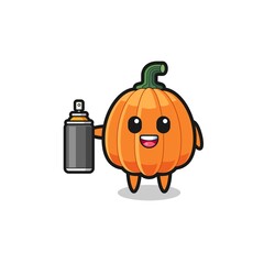 the cute pumpkin as a graffiti bomber