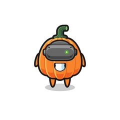 cute pumpkin using VR headset