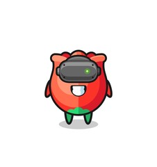cute rose using VR headset