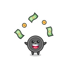 illustration of the barbell plate catching money falling from the sky