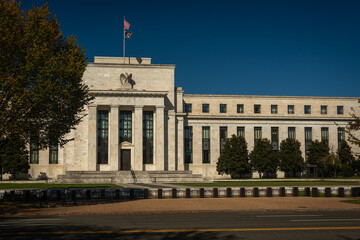 Fototapeta na wymiar Federal Reserve (Fed) Headquarters Building in Washington, DC on a sunny Summer Day