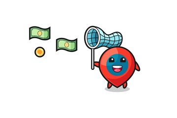 illustration of the location symbol catching flying money