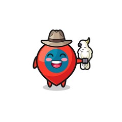 location symbol zookeeper mascot with a parrot