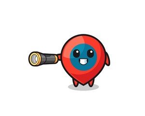 location symbol mascot holding flashlight
