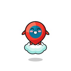 cute location symbol illustration riding a floating cloud