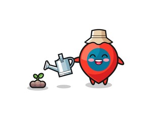 cute location symbol is watering plant seeds