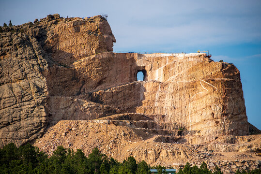 View Of The Mountain Monument Crazy Horse Memorial Under The Blue Sky