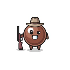Obraz premium tapioca pearl hunter mascot holding a gun