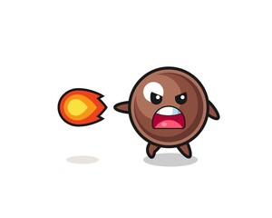 cute tapioca pearl mascot is shooting fire power