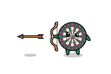 illustration of dart board character doing archery