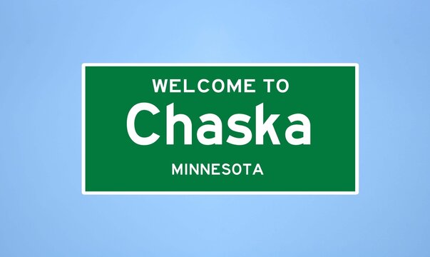 Chaska, Minnesota City Limit Sign. Town Sign From The USA.