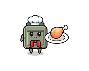 school bag fried chicken chef cartoon character